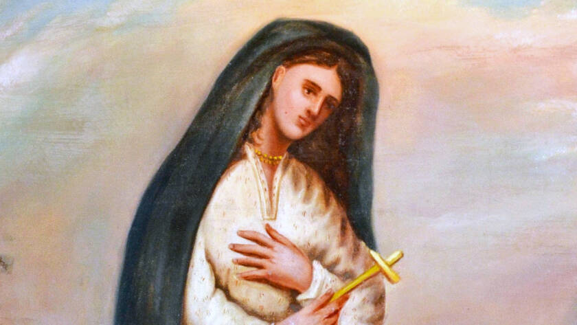 Sainte Kateri de Joseph Légaré, 1843, attribué à l’origine au père Claude Chauchetière, s.j. Un tableau que l’on trouve à Kahnawake | Source : Wikipédia
