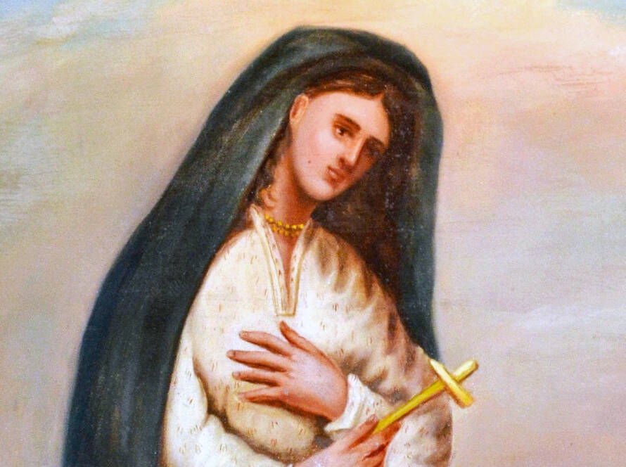 Sainte Kateri de Joseph Légaré, 1843, attribué à l’origine au père Claude Chauchetière, s.j. Un tableau que l’on trouve à Kahnawake | Source : Wikipédia