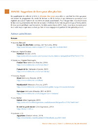 Annexe (en supplément de la fiche 3)
SUGGESTIONS DE LIVRES POUR ALLER PLUS LOIN
Liste bonifiée de 65 titres