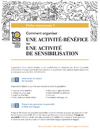 Fiche 1 (Comment organiser
UNE ACTIVITÉ-BÉNÉFICE
ou UNE ACTIVITÉ DE SENSIBILISATION)