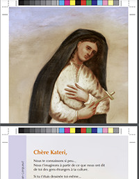 Signet reprenant la prière de Kateri 2021
version pour imprimerie (avec lignes de coupe) – format PDF, recto verso